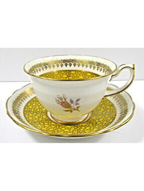 Vintage Hammersley Bone China Gold Gilt Tea Cup & Saucer Roses